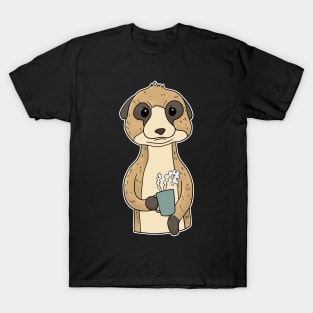 Grumpy Meerkat with Coffee Morning Grouch T-Shirt